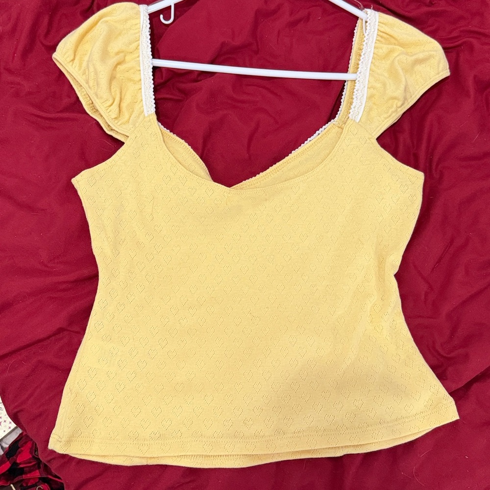 Persaya Yellow Heart Print Blouse – Size M (NWOT) 💛 - Picture 3 of 4